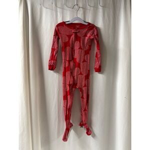 Carter's Red White Polka Dot Heart Footed Pajamas Sleepwear Kids 4Trt‎